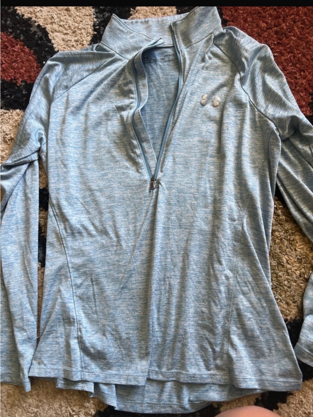 Under Armour Light Blue Heather Quarter-Zip Long Sleeve Top